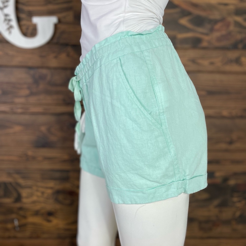 Old‎ Navy | Mint Green High Waisted Paperbag Shorts Ruffle Top Drawstring Linen